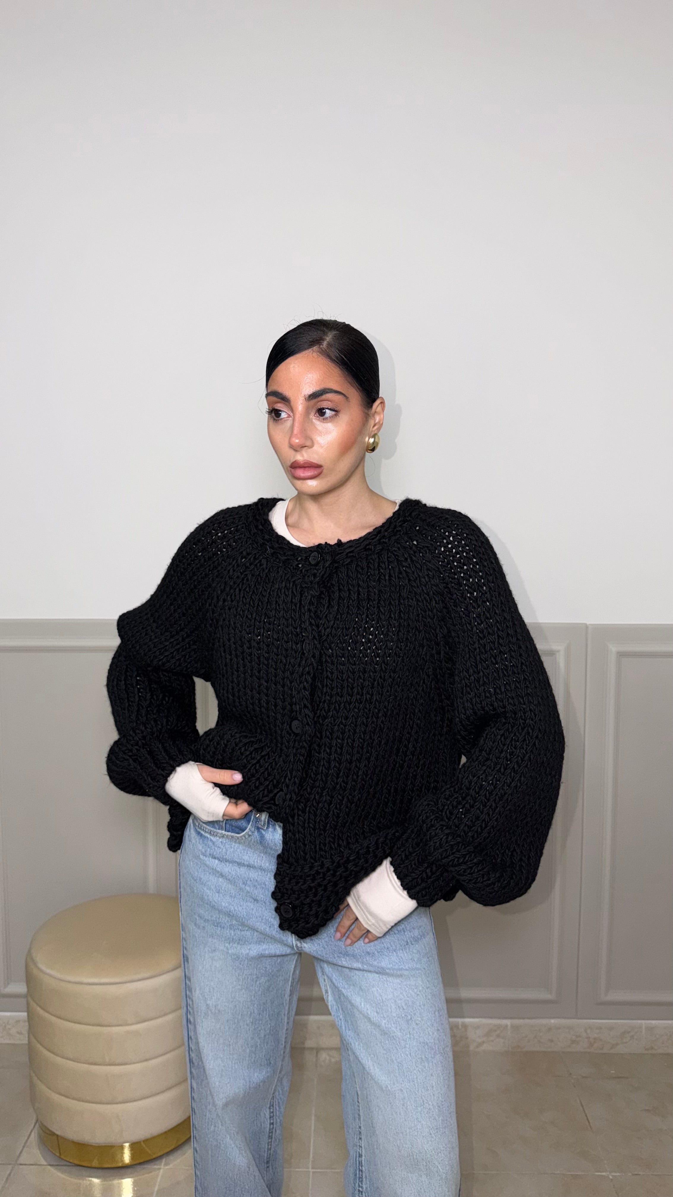Cardigan CROCHET nero