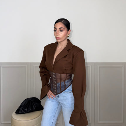 Giacca SHEER BUSTIER choco