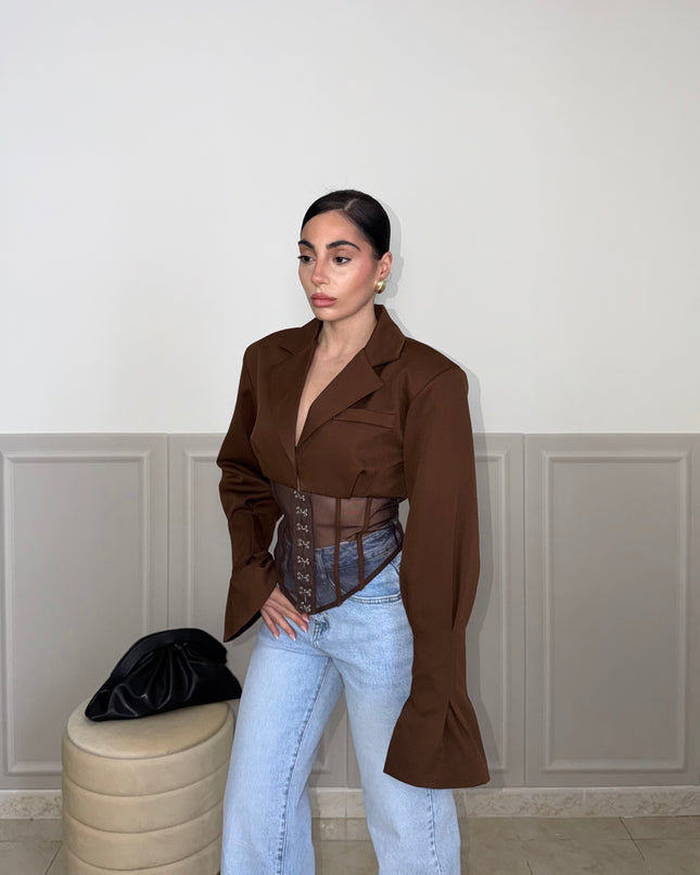 Giacca SHEER BUSTIER choco