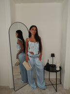 Pantalone SATEN celeste