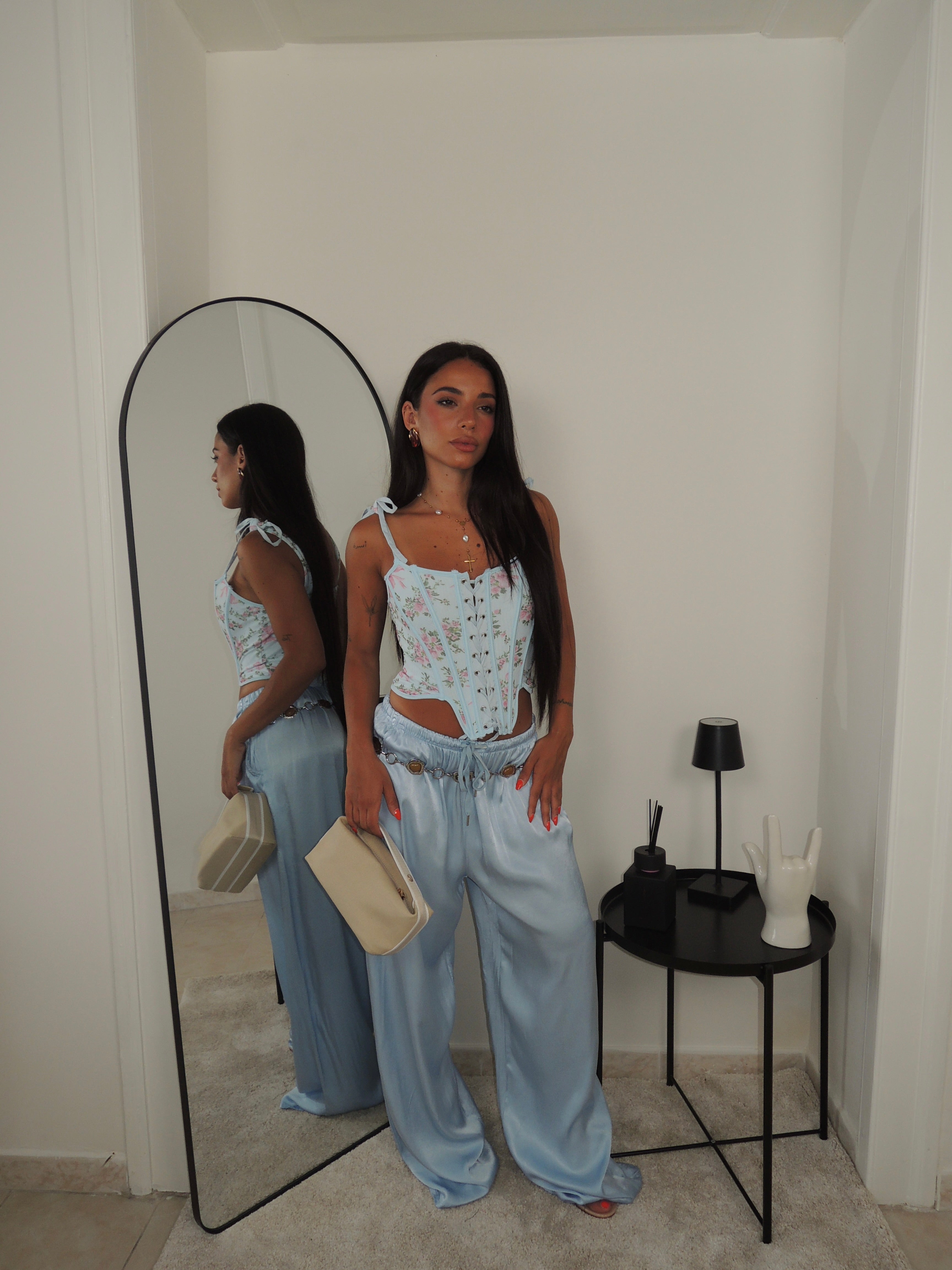 Pantalone SATEN celeste