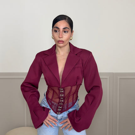Giacca SHEER BUSTIER bordeaux