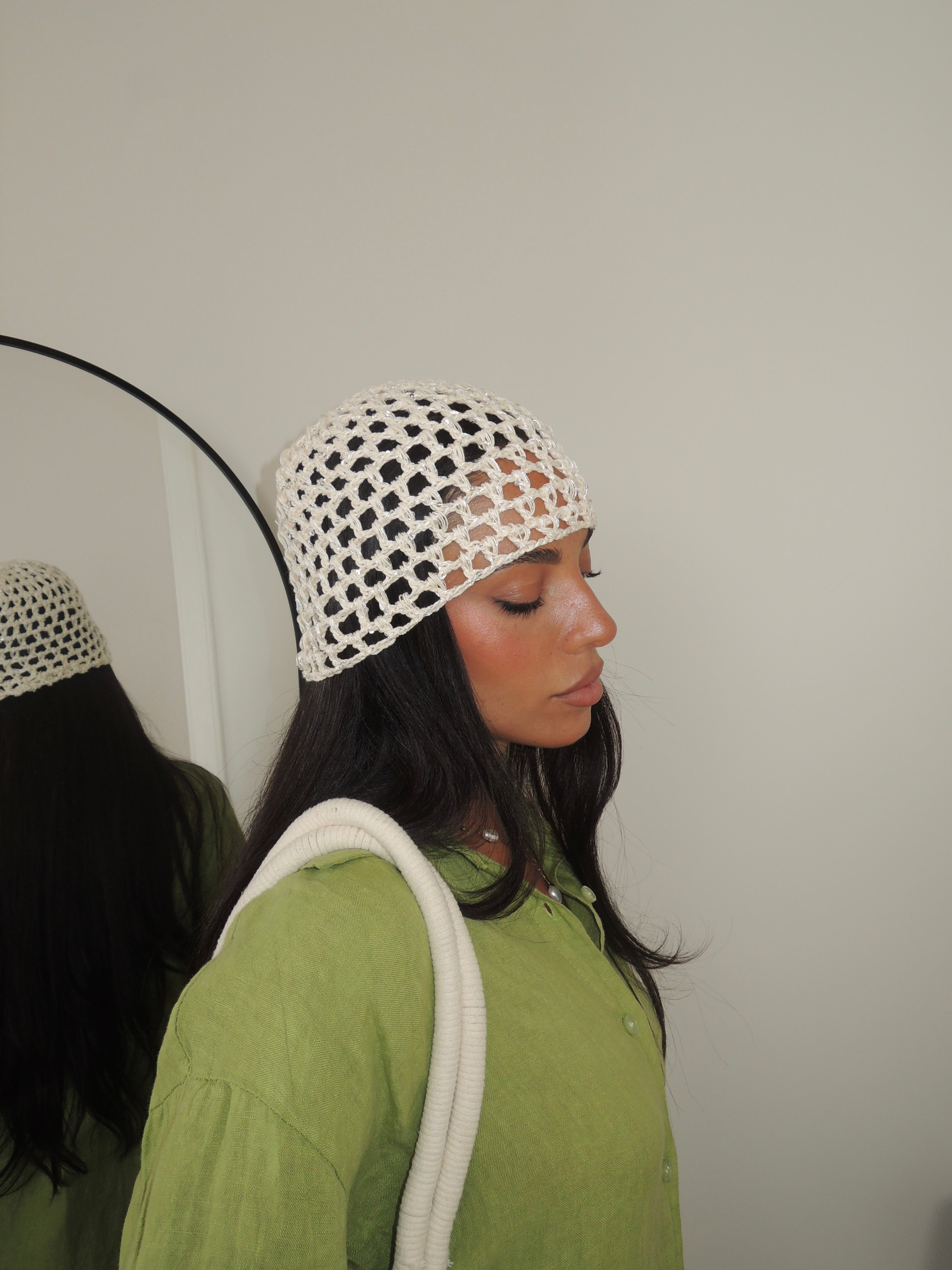 CAPPELLINO IN MAGLIA PANNA