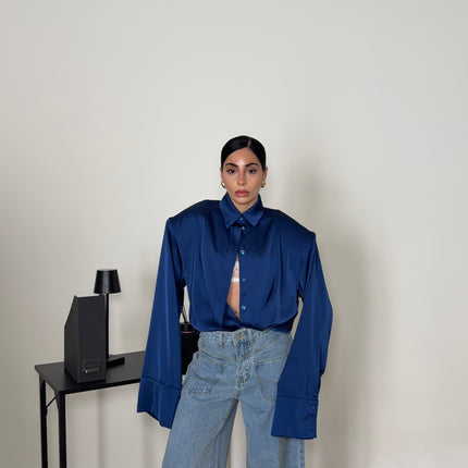 Camicia IN RASO blu