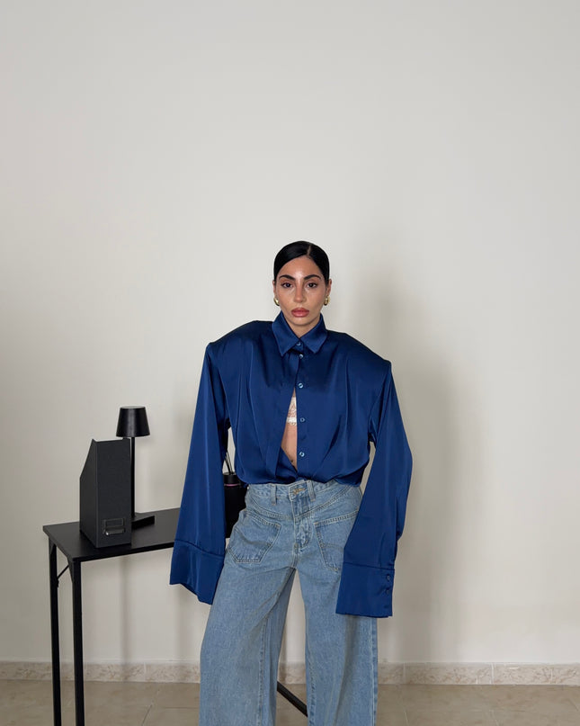 Camicia IN RASO blu