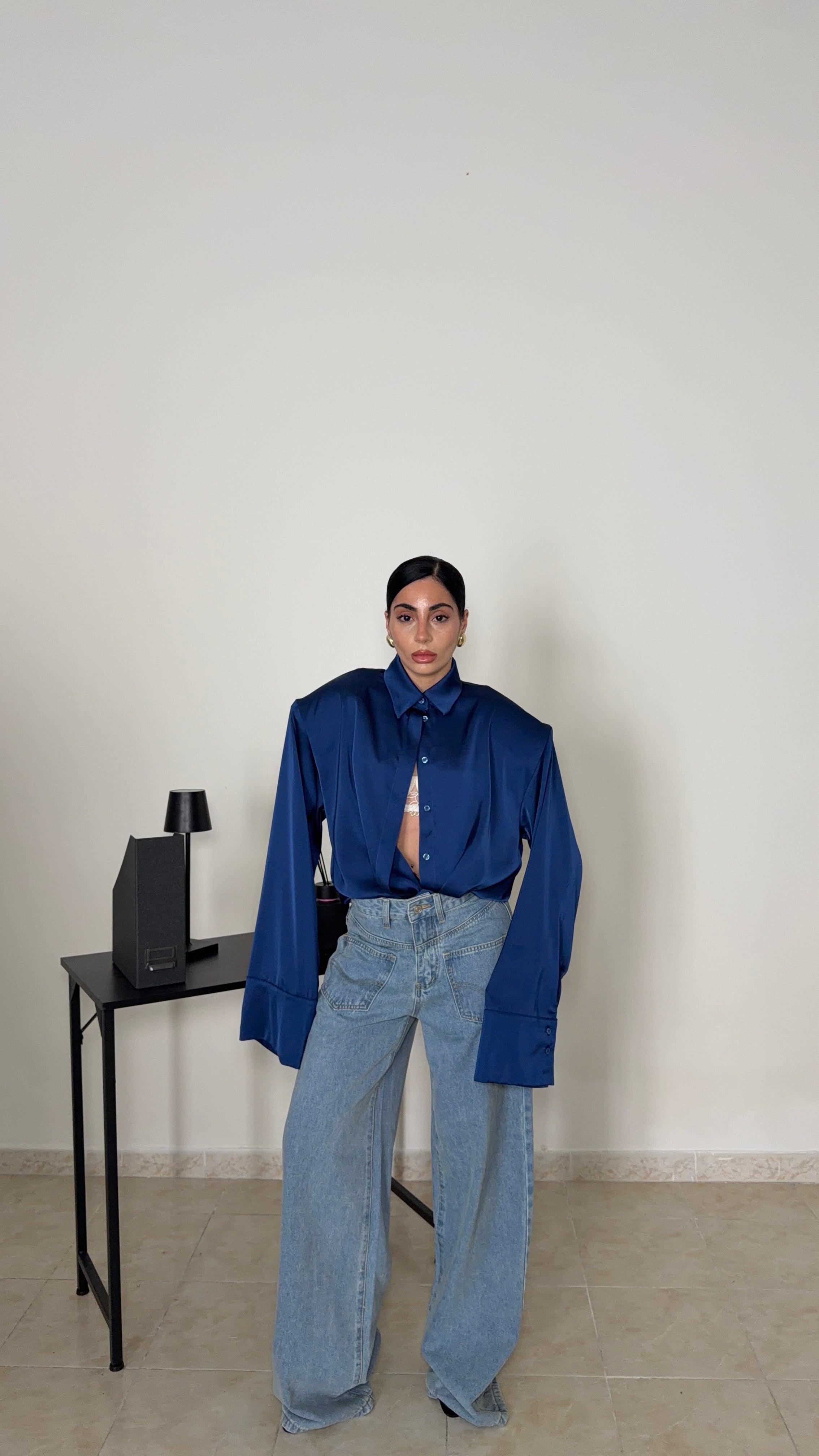 Camicia IN RASO blu