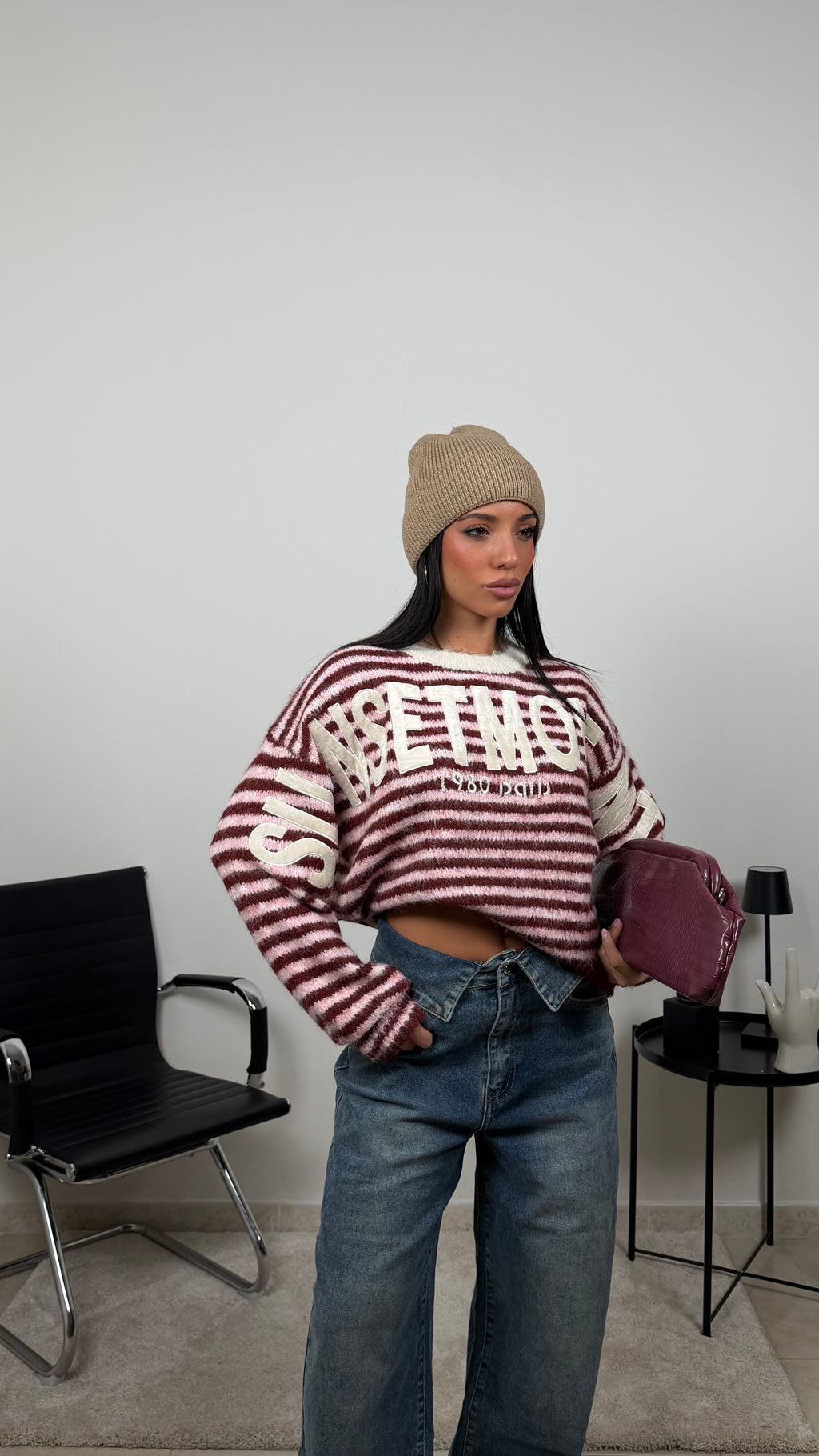 PULL MARTY ROSA/BORDEAUX