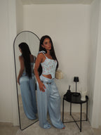 Pantalone SATEN celeste