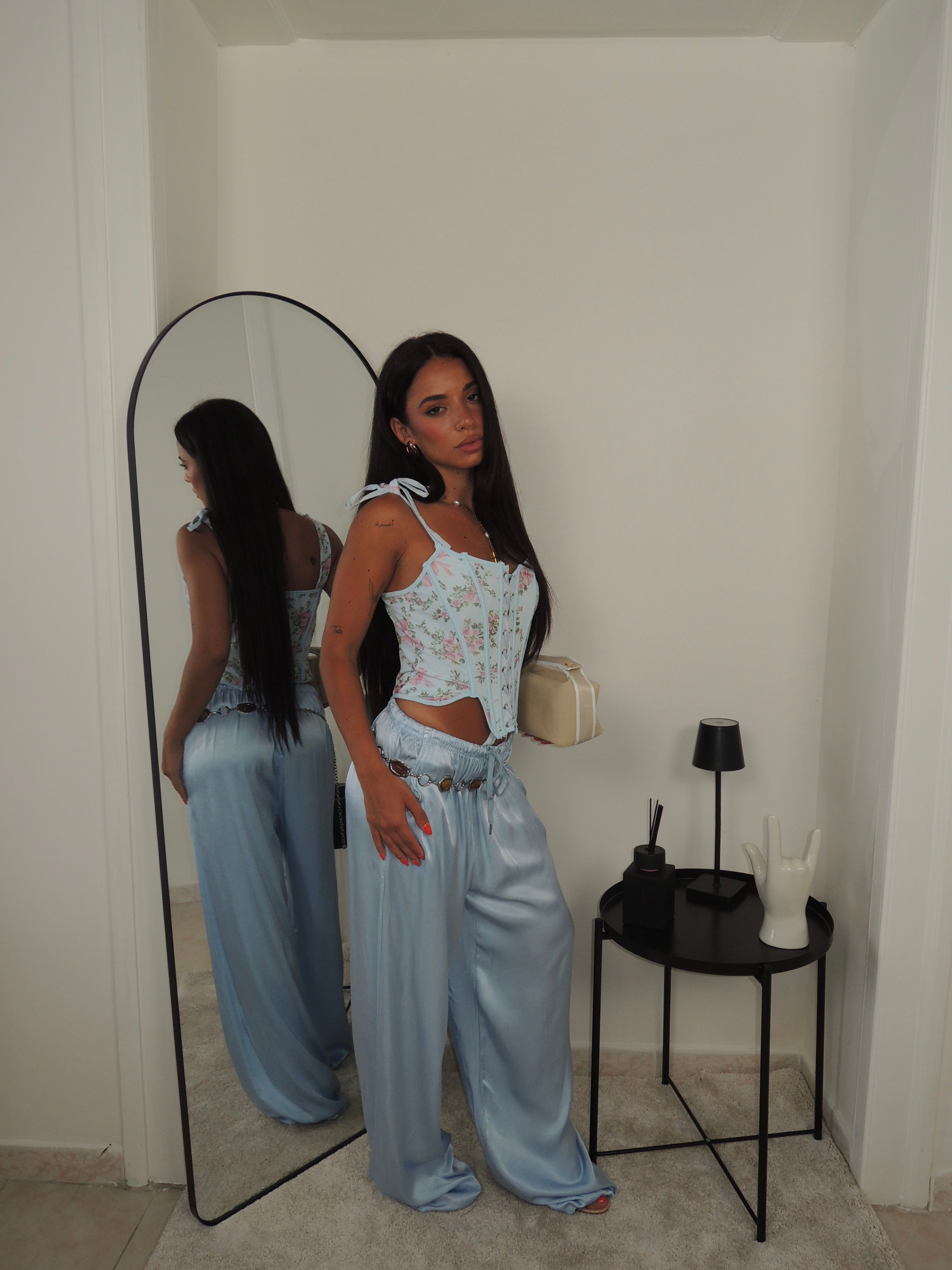 Pantalone SATEN celeste