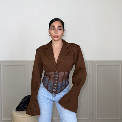 Giacca SHEER BUSTIER choco