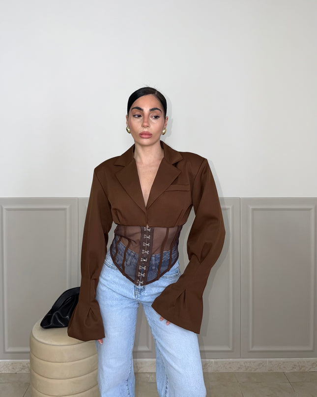 Giacca SHEER BUSTIER choco