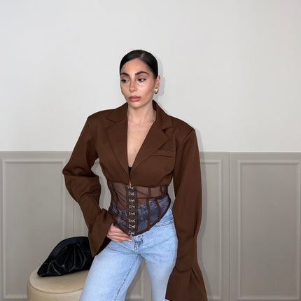 Giacca SHEER BUSTIER choco