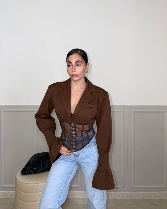 Giacca SHEER BUSTIER choco