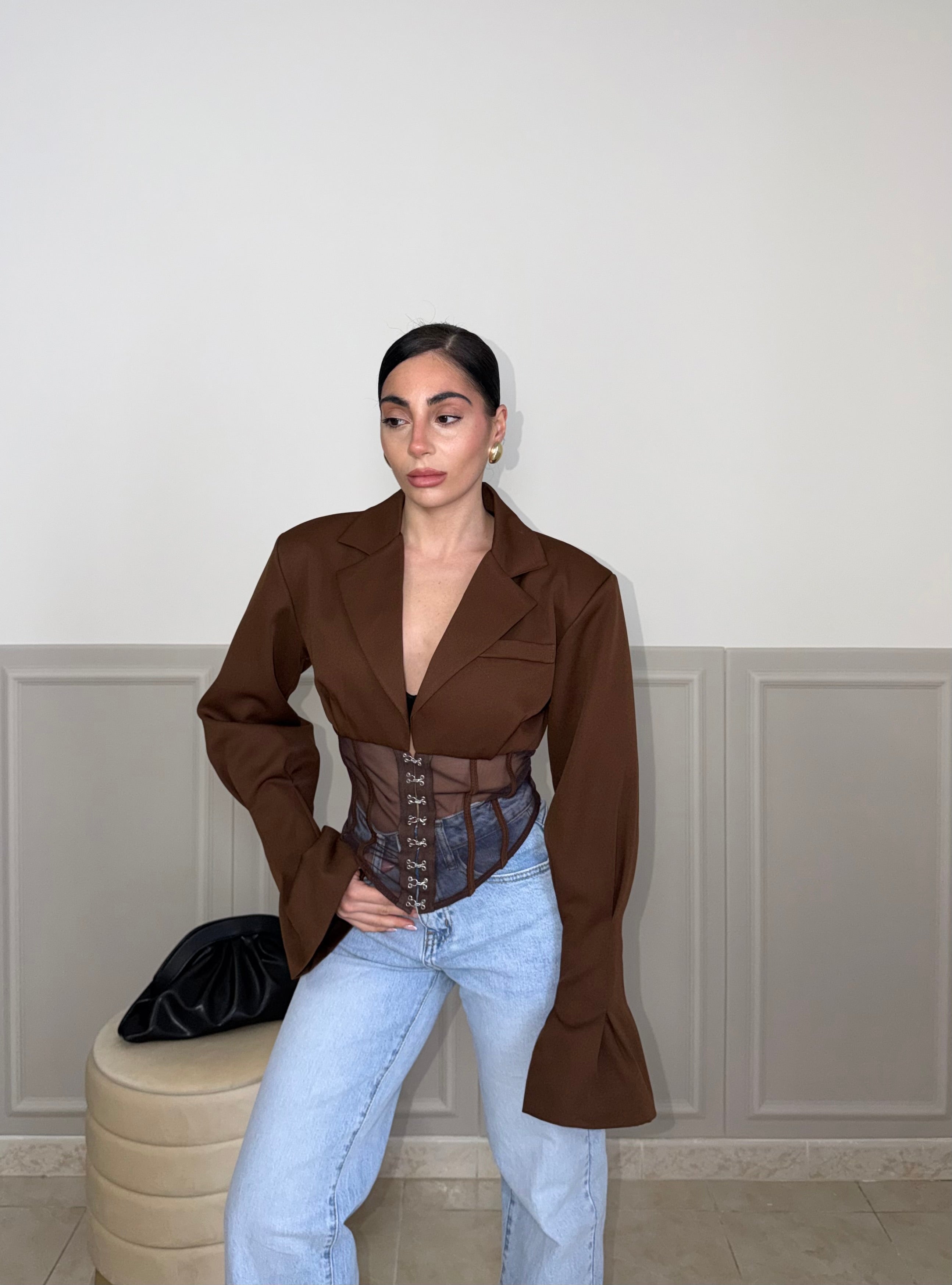 Giacca SHEER BUSTIER choco