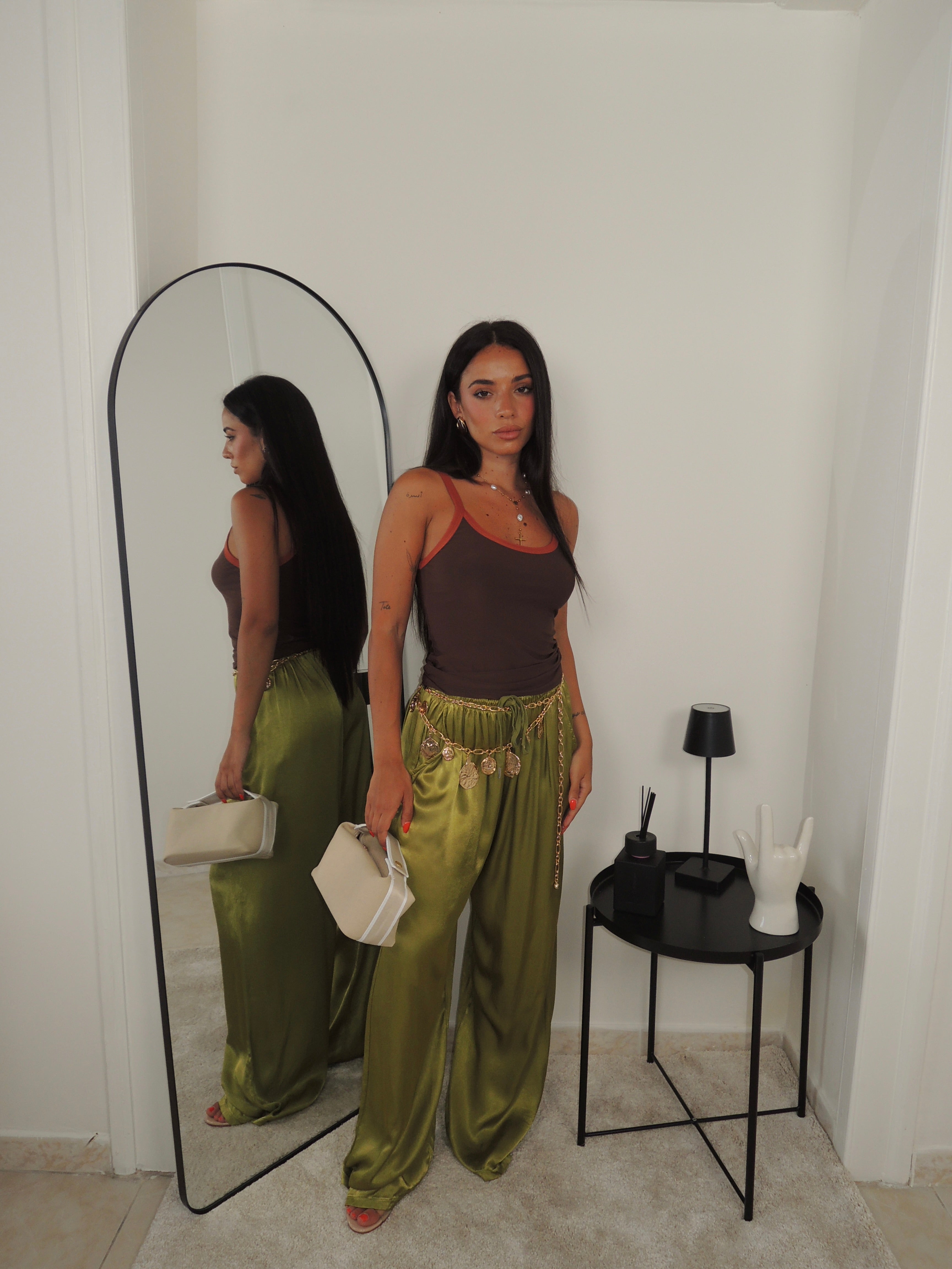 Pantalone SATEN verde