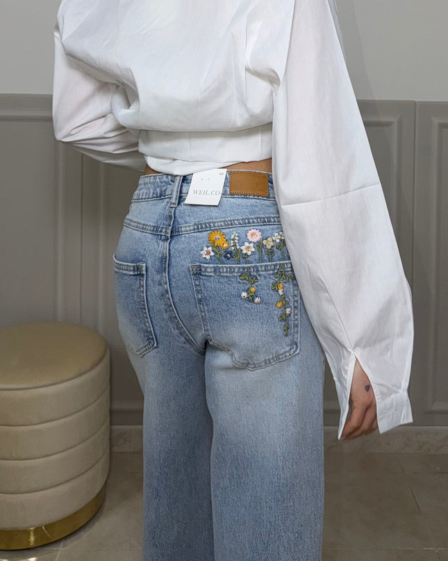 Jeans FLOWER celeste