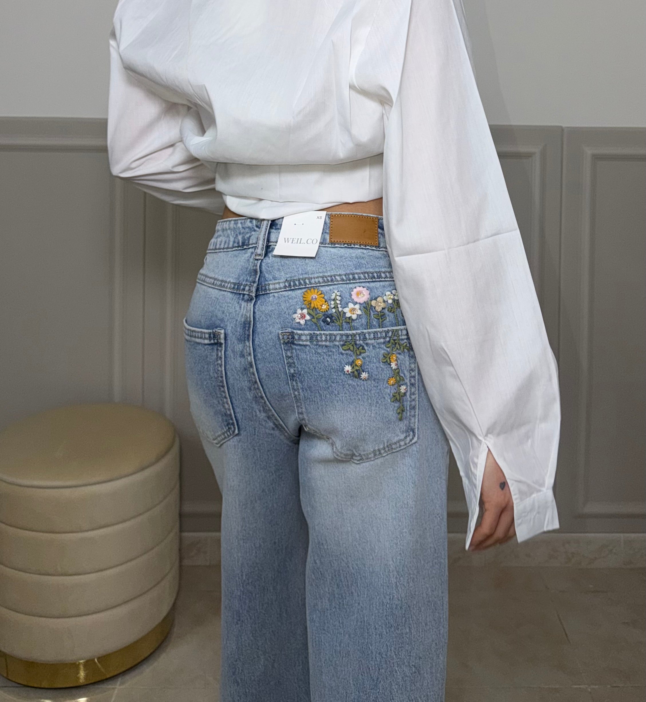 Jeans FLOWER celeste