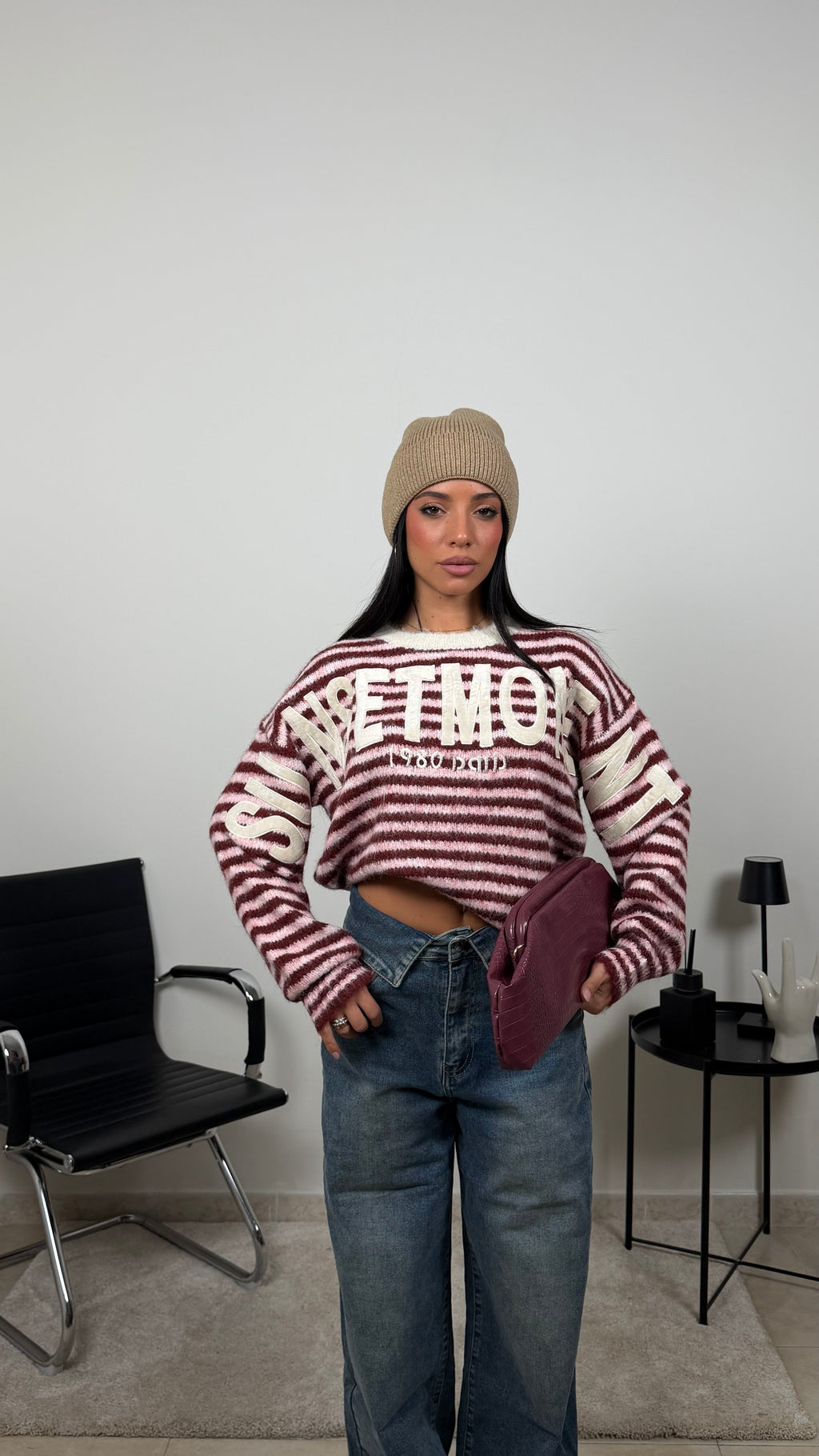 PULL MARTY ROSA/BORDEAUX