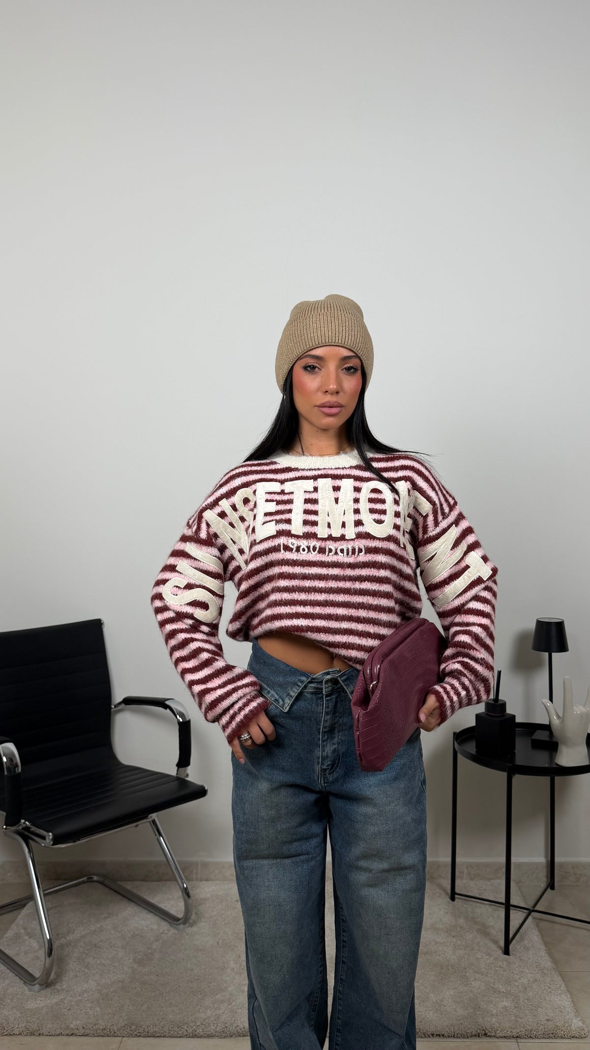 PULL MARTY ROSA/BORDEAUX