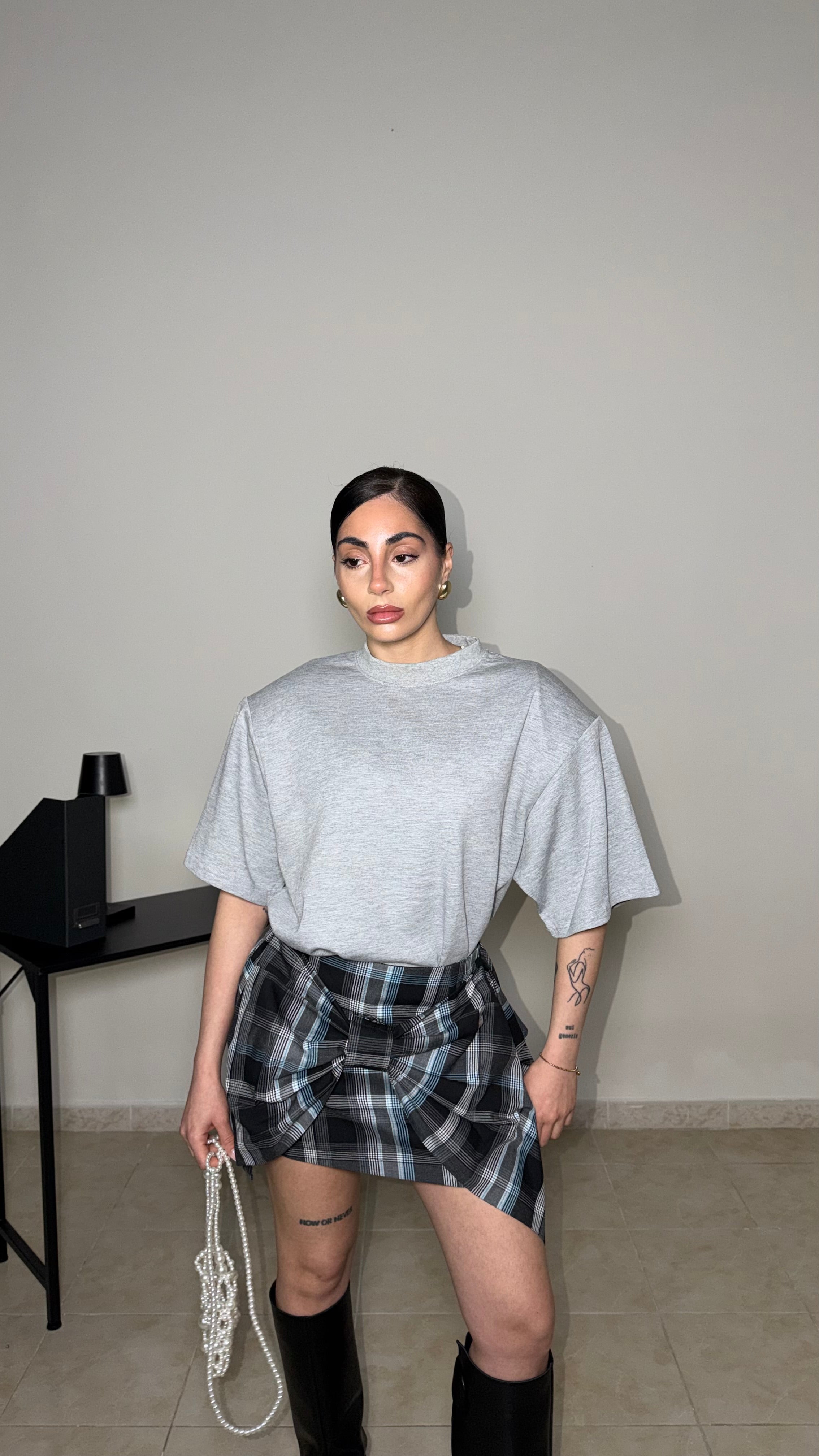 T-shirt MAXI SPALLINE grey