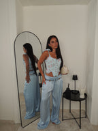 Pantalone SATEN celeste
