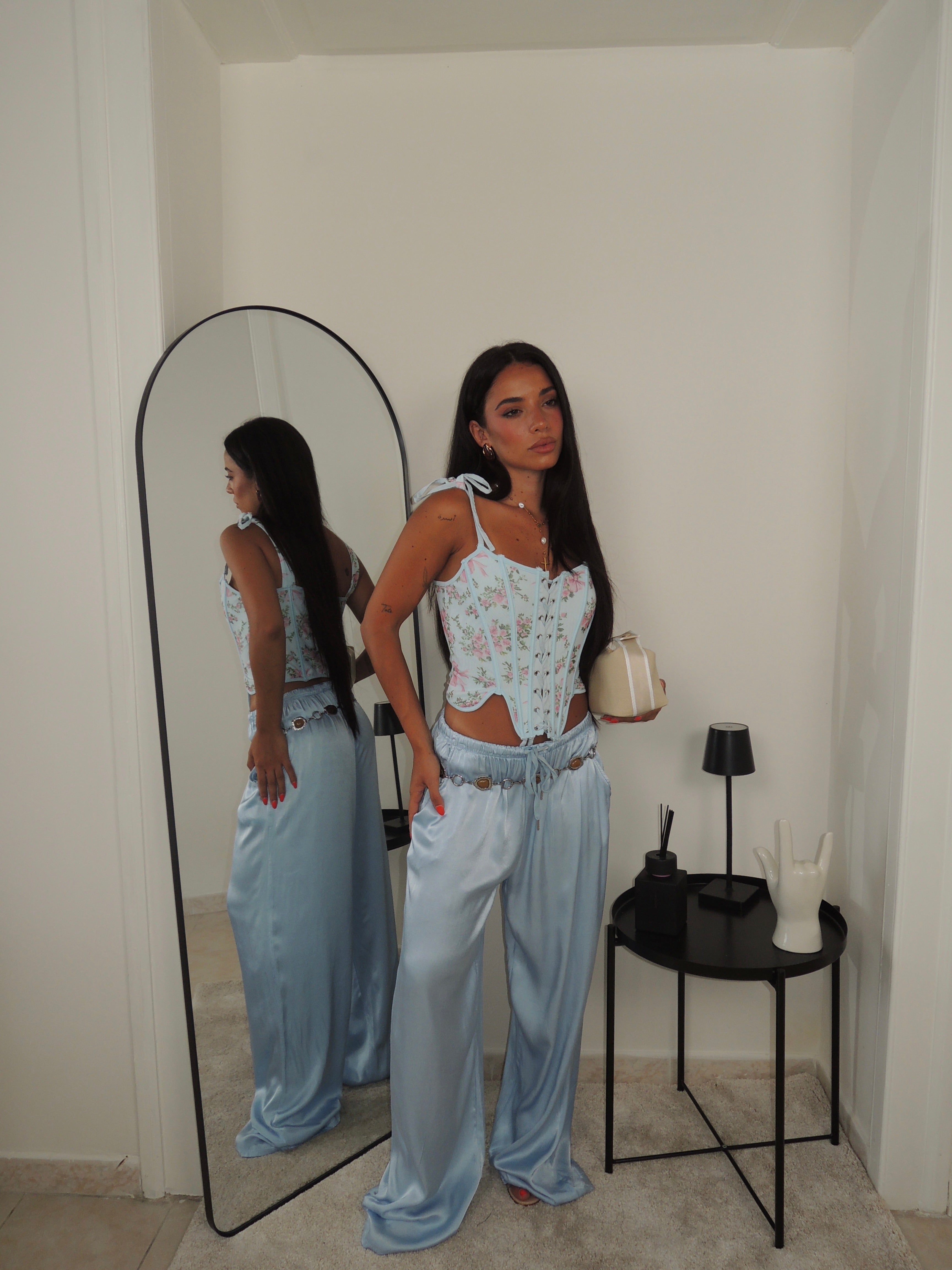 Pantalone SATEN celeste