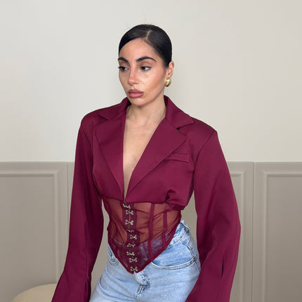 Giacca SHEER BUSTIER bordeaux