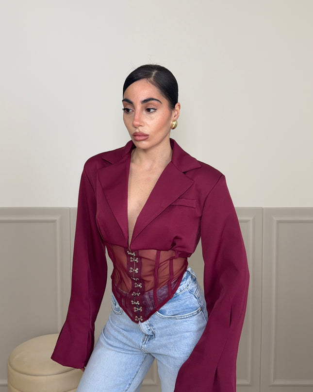 Giacca SHEER BUSTIER bordeaux