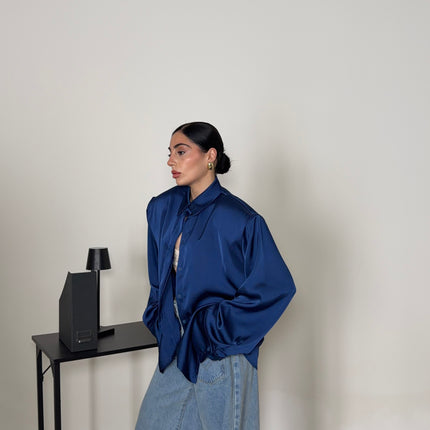 Camicia IN RASO blu