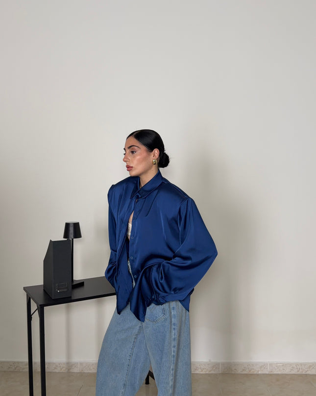 Camicia IN RASO blu