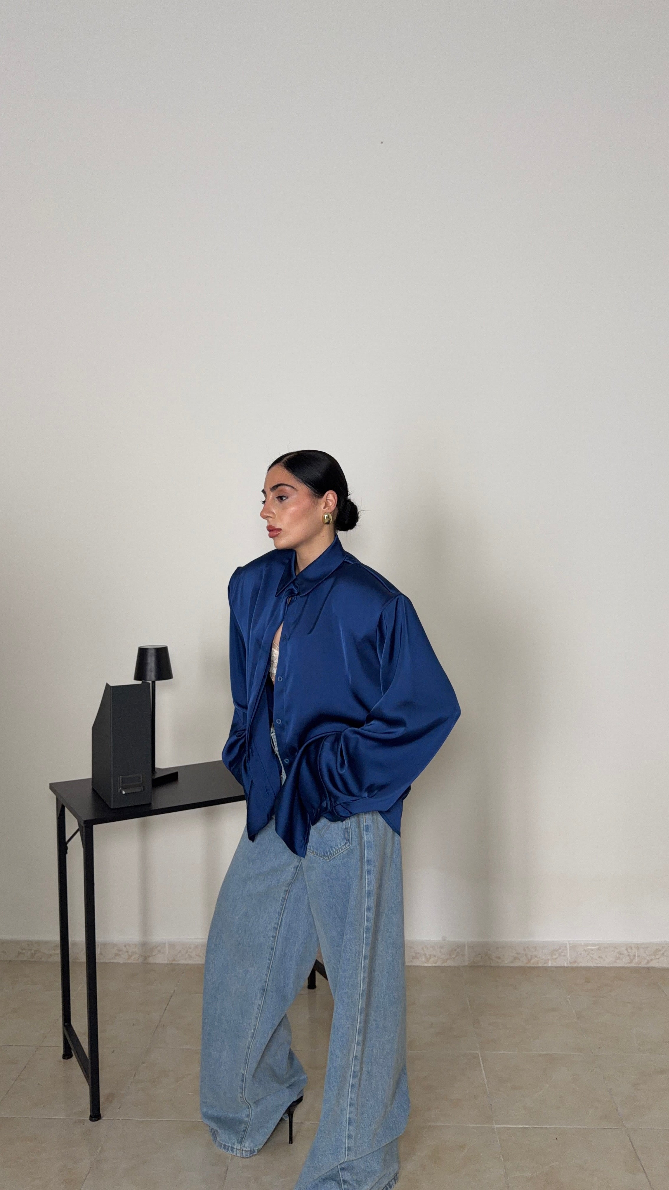 Camicia IN RASO blu