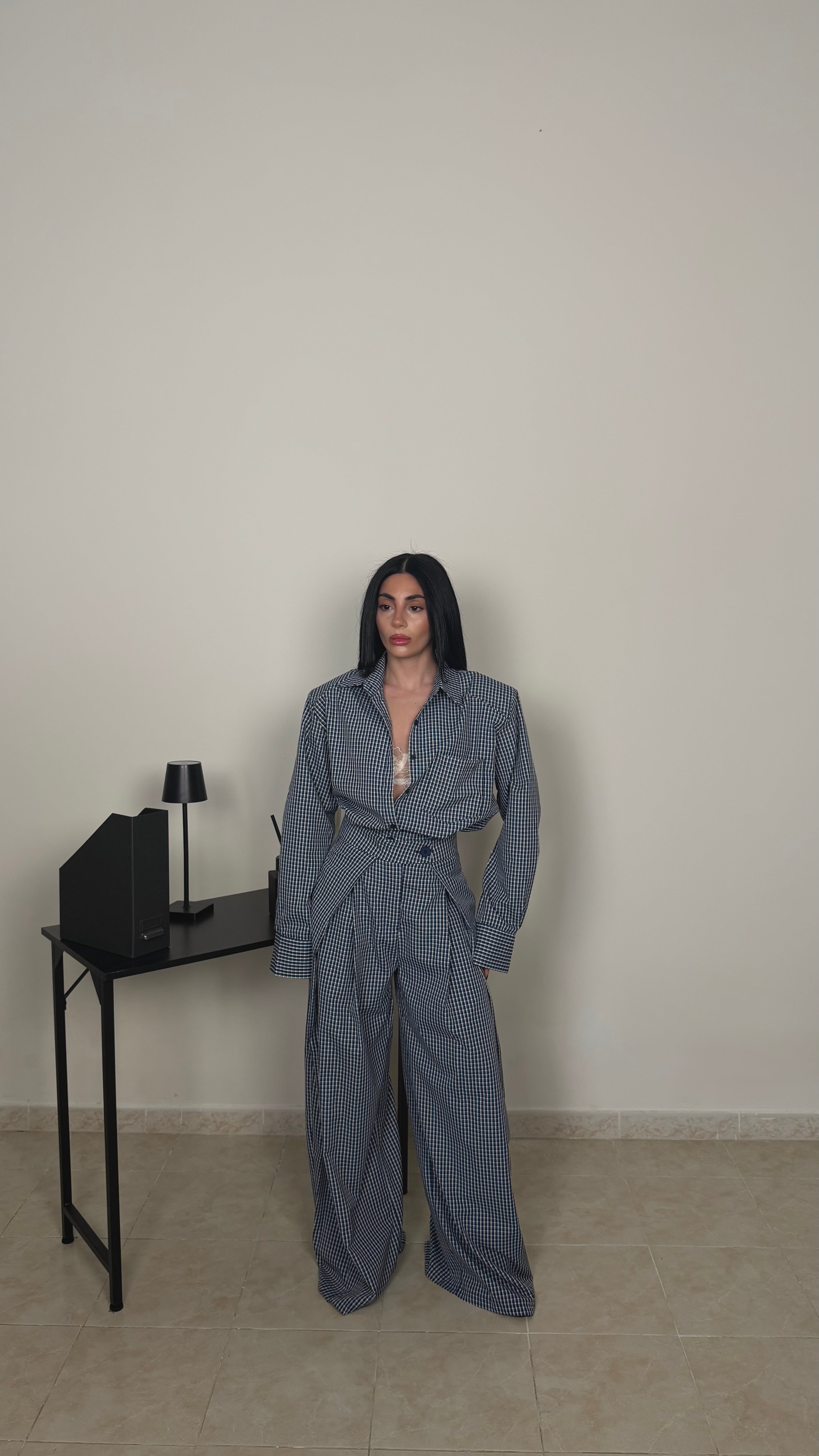 Cordset TARTAN blu/bianco