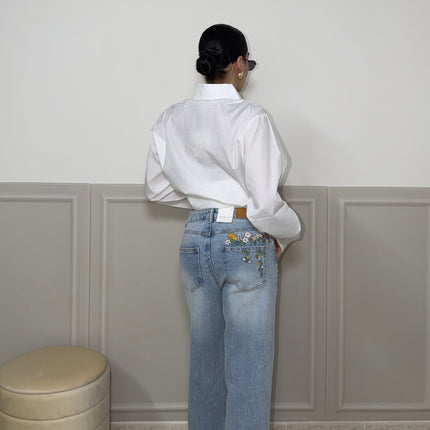Jeans FLOWER celeste
