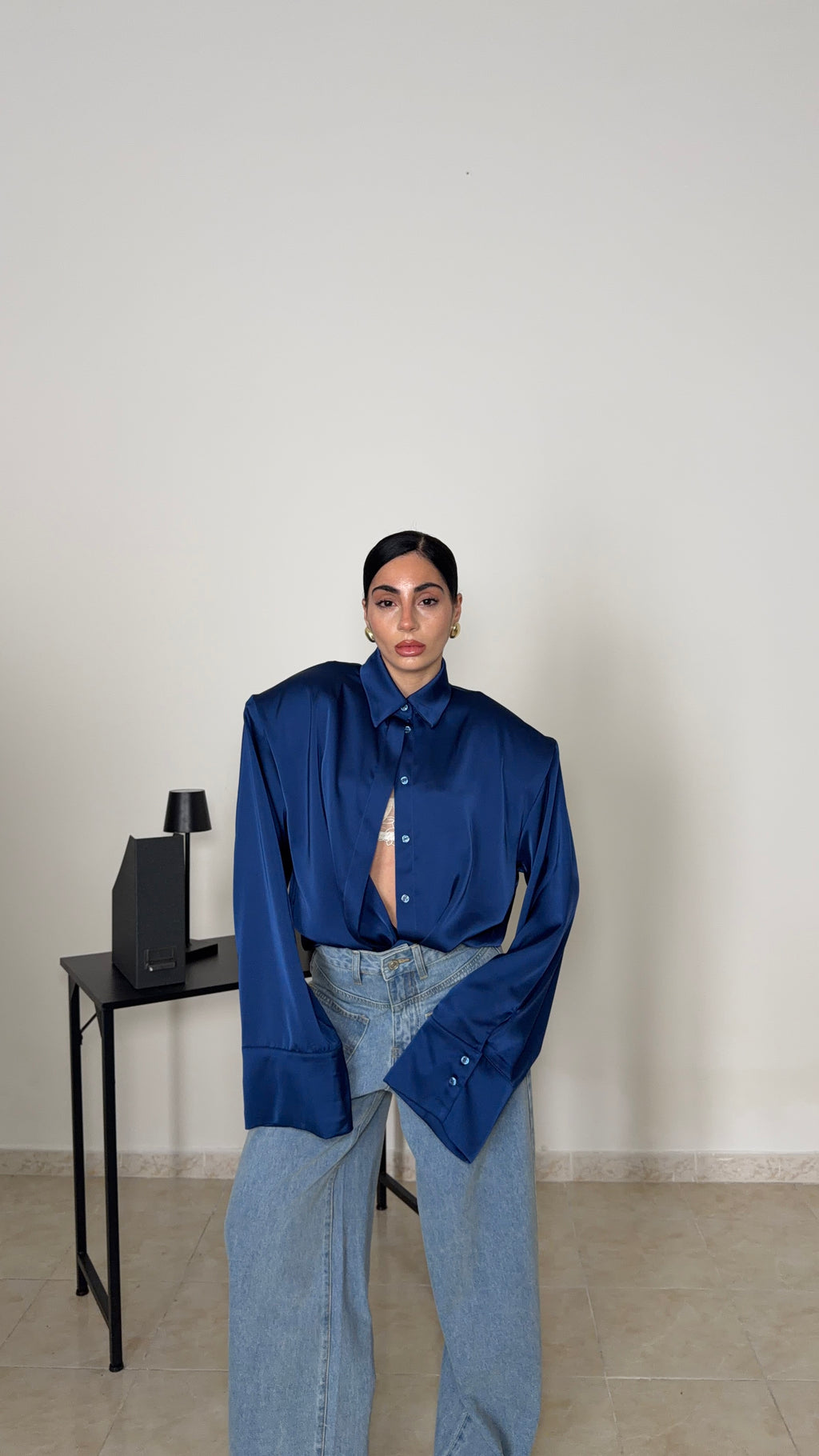 Camicia IN RASO blu